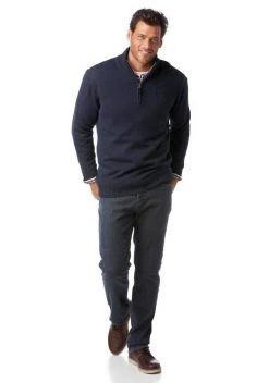 Man's World Troyer mit Reißverschluss am Kragen Anthrazit-meliert, Marine -Mans Kleidung Geschaft 11549360