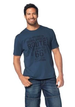 Man's World T-Shirt Großer Print Schwarz, Rauchblau, Koralle -Mans Kleidung Geschaft 12395629