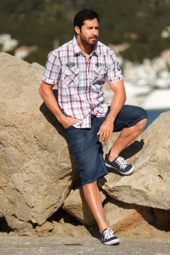 Man's World Kurzarmhemd mit modischen Applikationen -Mans Kleidung Geschaft 14065622