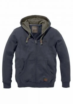 Man's World Kapuzensweatjacke mit kontrastfarbigem Innenfutter Schwarz, Olivgrün, Blau -Mans Kleidung Geschaft 14353642