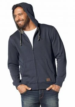 Man's World Kapuzensweatjacke mit kontrastfarbigem Innenfutter Schwarz, Olivgrün, Blau -Mans Kleidung Geschaft 14354681