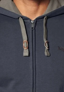 Man's World Kapuzensweatjacke mit kontrastfarbigem Innenfutter Schwarz, Olivgrün, Blau -Mans Kleidung Geschaft 14354687