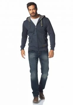 Man's World Kapuzensweatjacke mit kontrastfarbigem Innenfutter Schwarz, Olivgrün, Blau -Mans Kleidung Geschaft 14394017