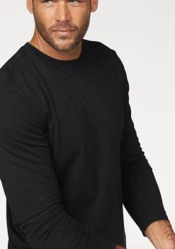 Man's World Langarmshirt (Packung, 3-tlg., 3er-Pack) aus reiner Baumwolle Rot | marine | grau-meliert, Olivgrün | natur | khaki, Schwarz | schwarz | schwarz, Weiß | weiß | weiß -Mans Kleidung Geschaft 17006735