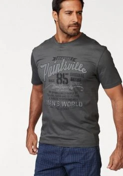 Man's World T-Shirt mit Print Blau-grau, Nachtblau, Dunkelgrau -Mans Kleidung Geschaft 18549941