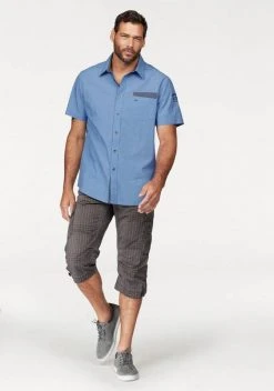 Man's World Cargobermudas in 3/4-Länge mit modischem Karomuster Grau-braun-kariert, Blau-kariert -Mans Kleidung Geschaft 18984956