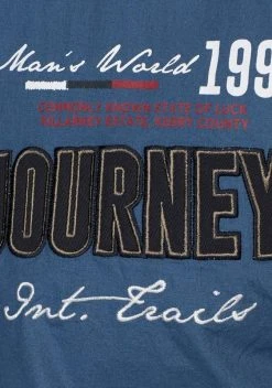 Man's World Kurzarmhemd mit Print und Aufnähern Blau, Nachtblau -Mans Kleidung Geschaft 20717666