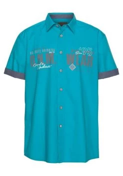 Man's World Kurzarmhemd mit Chambray-Einsätzen Schwarz, Weiß, Türkis -Mans Kleidung Geschaft 29077963