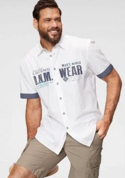 Man's World Kurzarmhemd mit Chambray-Einsätzen Schwarz, Weiß, Türkis -Mans Kleidung Geschaft 29079319