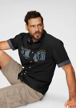 Man's World Kurzarmhemd mit Chambray-Einsätzen Schwarz, Weiß, Türkis -Mans Kleidung Geschaft 29079802