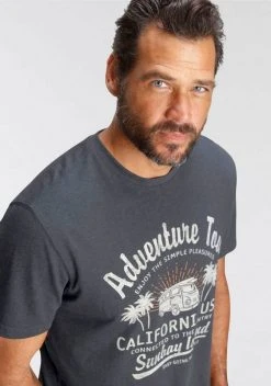 Man's World T-Shirt mit großflächigem Print Blaugrau-meliert, Rot-meliert -Mans Kleidung Geschaft 2b2bb1e9 2607 5bf4 b4a5 40de57b105fb