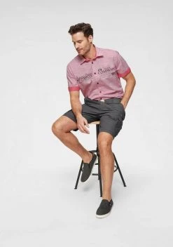 Man's World Kurzarmhemd in modischer Streifenoptik Hellrot, Hellblau -Mans Kleidung Geschaft 32392011