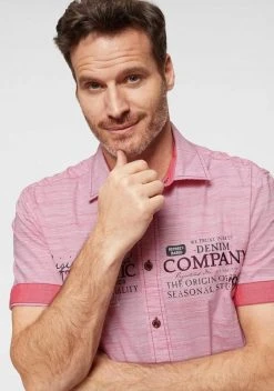 Man's World Kurzarmhemd in modischer Streifenoptik Hellrot, Hellblau -Mans Kleidung Geschaft 32393580