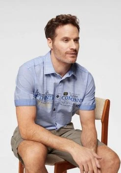 Man's World Kurzarmhemd in modischer Streifenoptik Hellrot, Hellblau -Mans Kleidung Geschaft 32393725