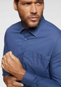 Man's World Businesshemd abgesteppte Knopfleiste Weiß-leicht transparent, Blau -Mans Kleidung Geschaft 33407901