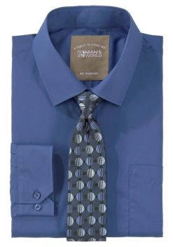 Man's World Businesshemd abgesteppte Knopfleiste Weiß-leicht transparent, Blau -Mans Kleidung Geschaft 35884747