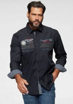 Man's World Langarmhemd mit hochwertigen Applikationen