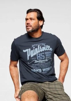 Man's World T-Shirt mit Print Blau-grau, Nachtblau, Dunkelgrau