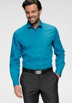 Man's World Businesshemd unterstützt Cotton made in Africa Anthrazit, Petrol, Dunkelrot