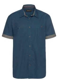 Man's World Kurzarmhemd mit Chambrayeinsätzen Rauchblau, Rot -Mans Kleidung Geschaft 6f3f3f8f 6450 50fe b070 31d39a06802f