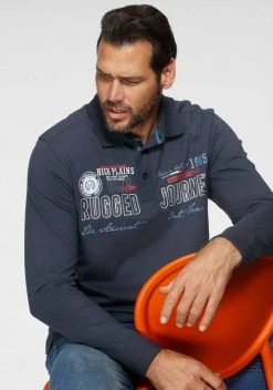 Man's World Langarm-Poloshirt mit aufwendigem Front- Print -Mans Kleidung Geschaft 7e2f4e73 1e72 57ab 86db c003db350513