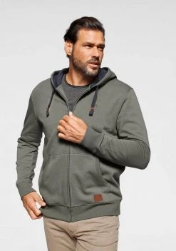 Man's World Kapuzensweatjacke mit kontrastfarbigem Innenfutter Schwarz, Olivgrün, Blau -Mans Kleidung Geschaft b71762e7 a8da 578c 824c a2c46e4e421c