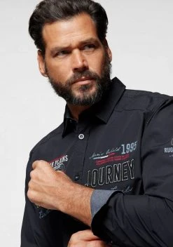 Man's World Langarmhemd mit hochwertigen Applikationen -Mans Kleidung Geschaft d470d965 9b32 5988 8e9d 528514e77896