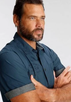 Man's World Kurzarmhemd mit Chambrayeinsätzen Rauchblau, Rot -Mans Kleidung Geschaft da59abbe 9fb9 55cb 9ab8 6de7097c151a