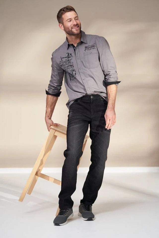 Man's World Langarmhemd mit kontrastfarbenem Print 6 Man's World Langarmhemd mit kontrastfarbenem Print – Bild 6